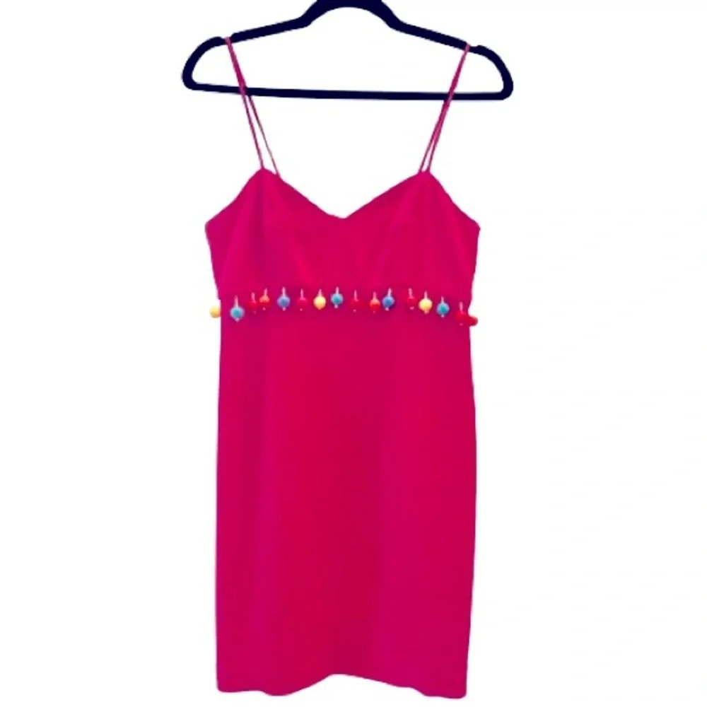 Vintage Women's Chetta B Mini Dress Beaded Size 4 Pink Funky Colorful